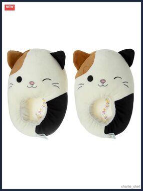 Plush Warm Soft Slip-On House Slippers Cartoon Cat Round Toe Indoor